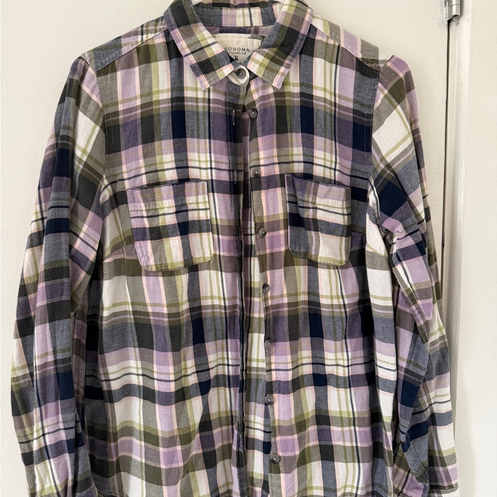 Cozy Flannel Plaid Shirt M 100% Cotton Like New